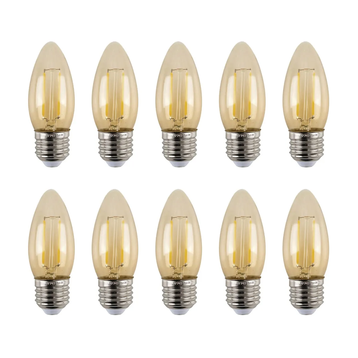 WANT - Pack De 10 Ampolletas Led Vela Filamento 2w Cálido