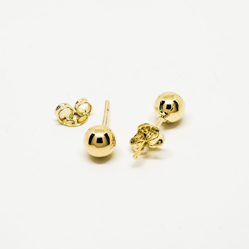 GENERICO - Aros Mujer Bolita 4mm Bañado en Oro Philippa Joyas
