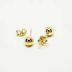 GENERICO - Aros Mujer Bolita 4mm Bañado en Oro Philippa Joyas