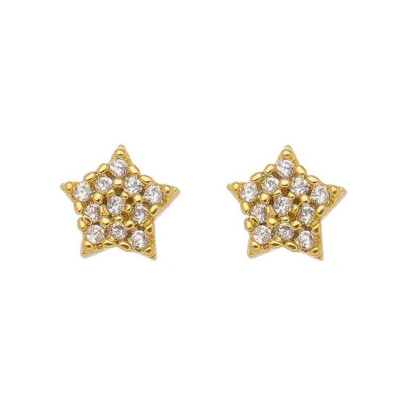 GENERICO - Aros Mujer Estrella mini circones Bañado en Oro Philippa Joyas