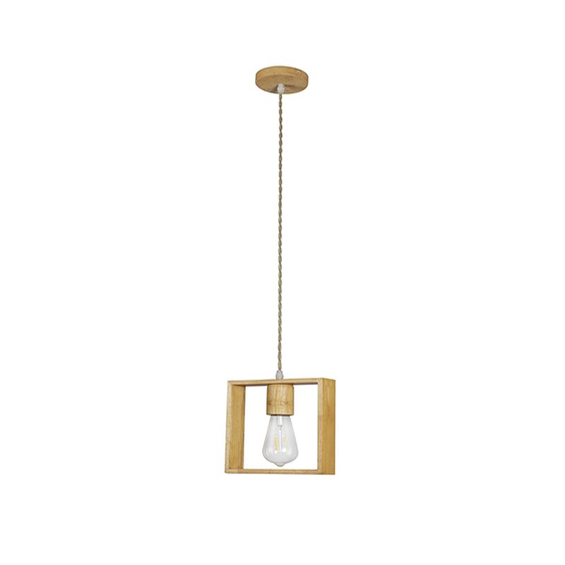 HB LEDS - Lámpara Colgante de Madera Decorativa Cuadrada E-27