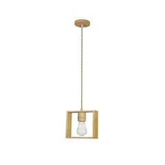 HB LEDS - Lámpara Colgante de Madera Decorativa Cuadrada E-27