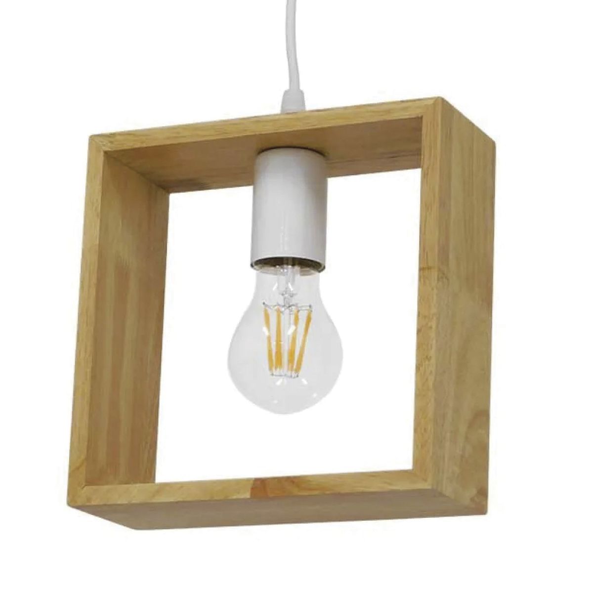 WANT - Lámpara Colgante de Madera Decorativa Cuadrada E-27