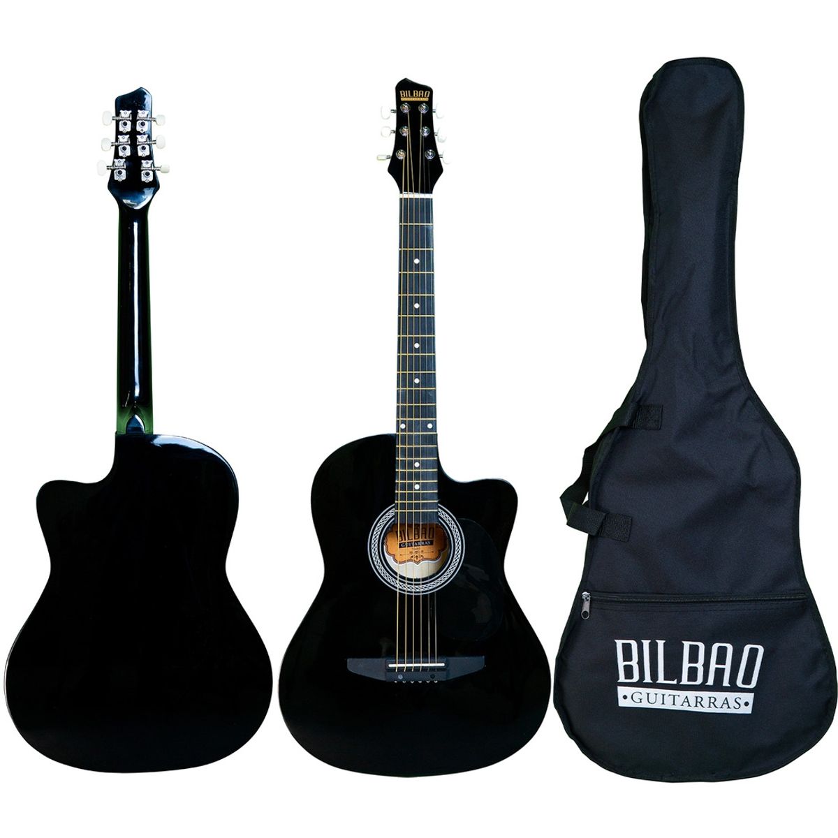 BILBAO - Guitarra Acústica Bilbao BIL-38C-BK + Funda