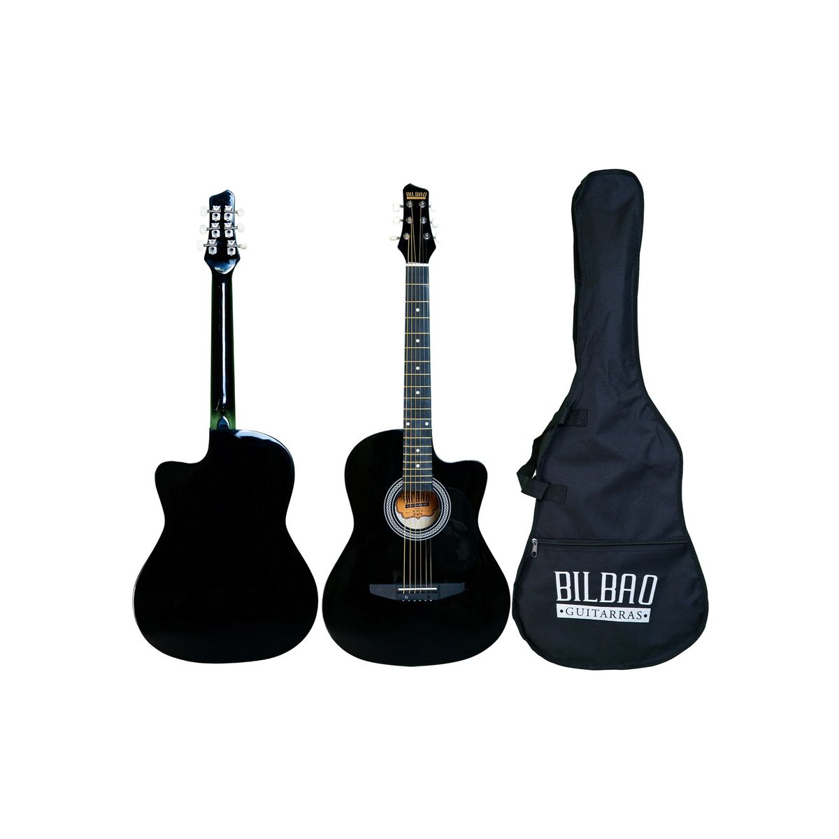 BILBAO - Guitarra Acústica Bilbao BIL-38C-BK + Funda