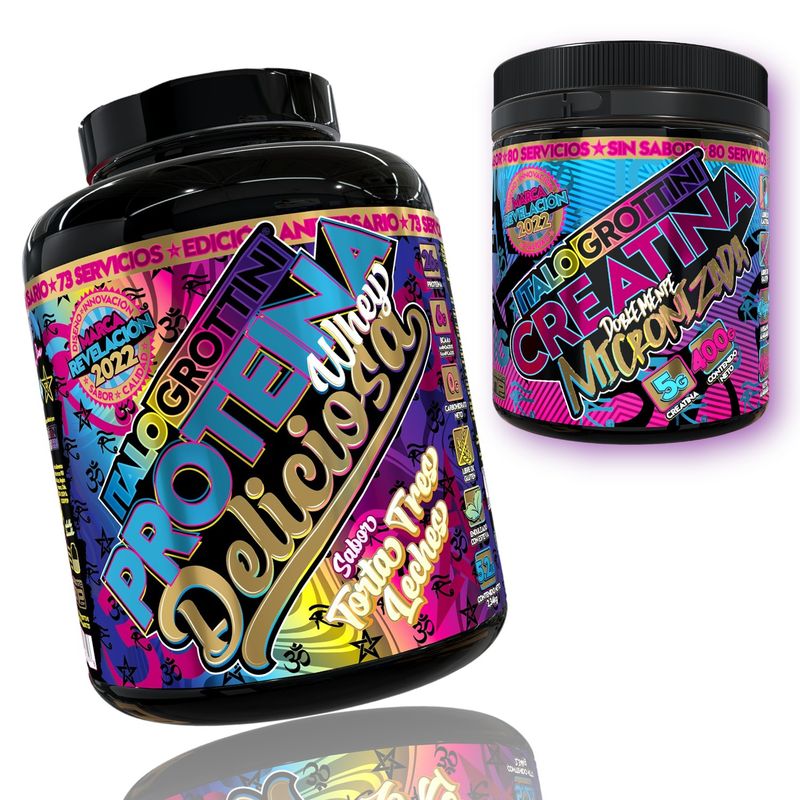 ITALO GROTTINI - PROTEINA WHEY DELICIOSA  5 LB TORTA TRES LECHES Y CREATINA 400 GR