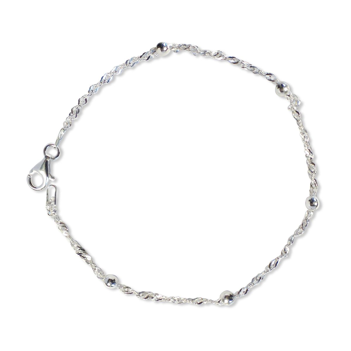 COGGIOLA - Pulsera Cadena Torcida Bolitas Plata Fina