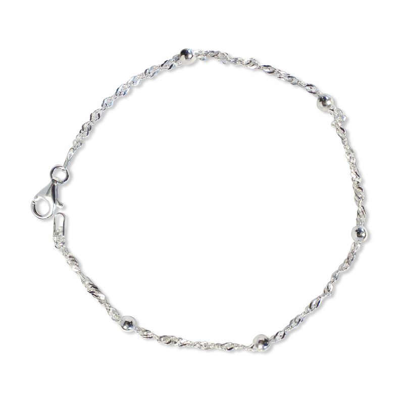 ANDREA COGGIOLA JOYAS - Pulsera Cadena Torcida Bolitas Plata Fina