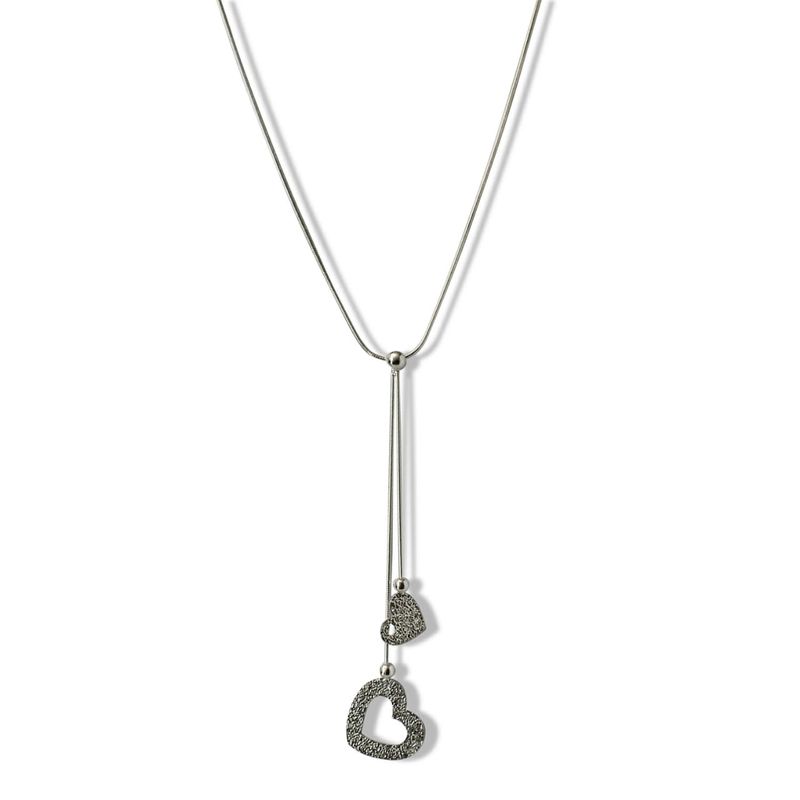 ANDREA COGGIOLA JOYAS - Collar 2 Corazones Colgantes Plata Fina 925