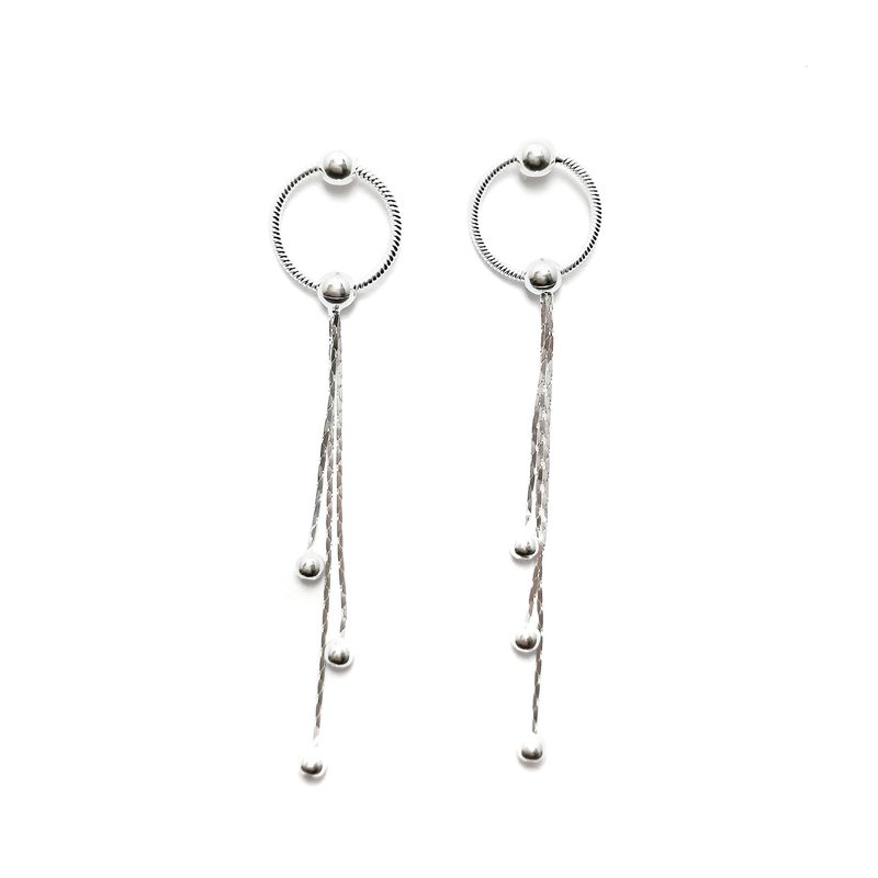 ANDREA COGGIOLA JOYAS - Aros Cadenas Colgantes Bolitas Plata Fina 925