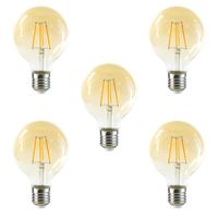 Pack 5 Ampolleta Globo LED E-27 Filamento 6W G80 SEC