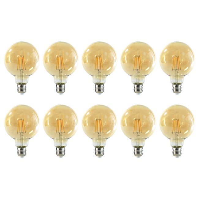MEGABRIGHT - Pack 10 Ampolleta Globo LED E-27 Filamento 6W G95 SEC