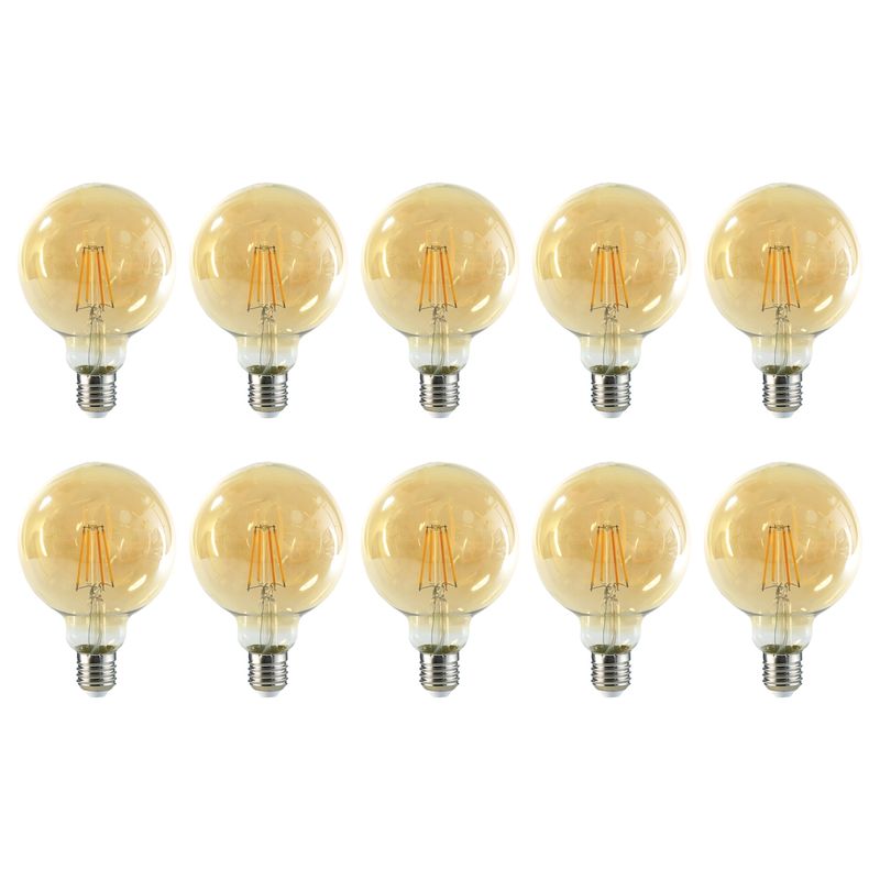 MEGABRIGHT - Pack 10 Ampolleta Globo LED E-27 Filamento 6W G95 SEC