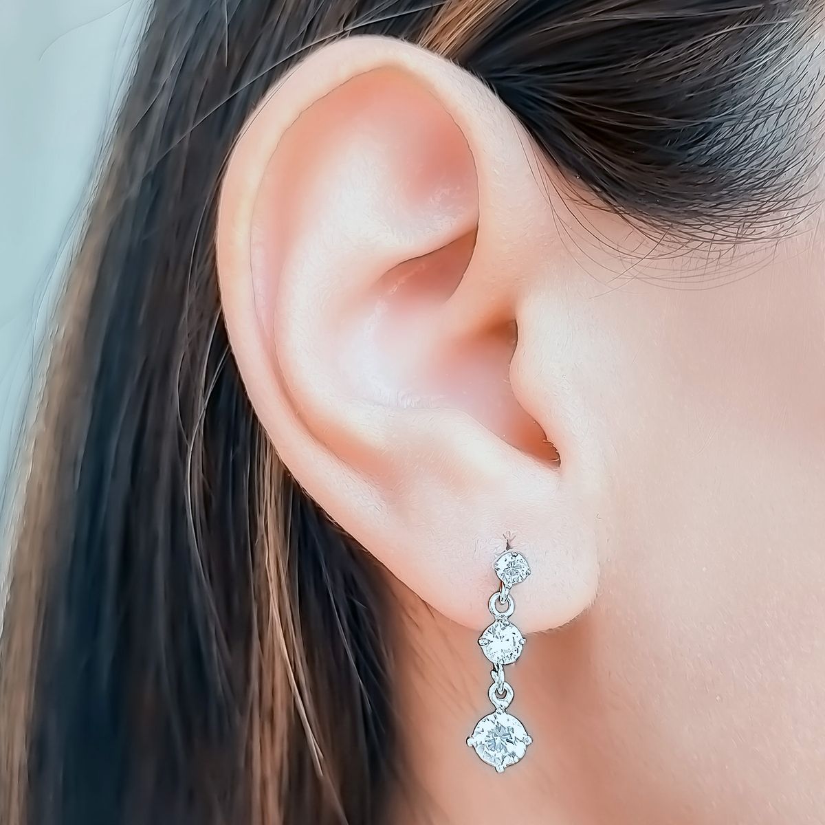 ANDREA COGGIOLA JOYAS - Aros 3 Circones Colgantes Plata Fina 925