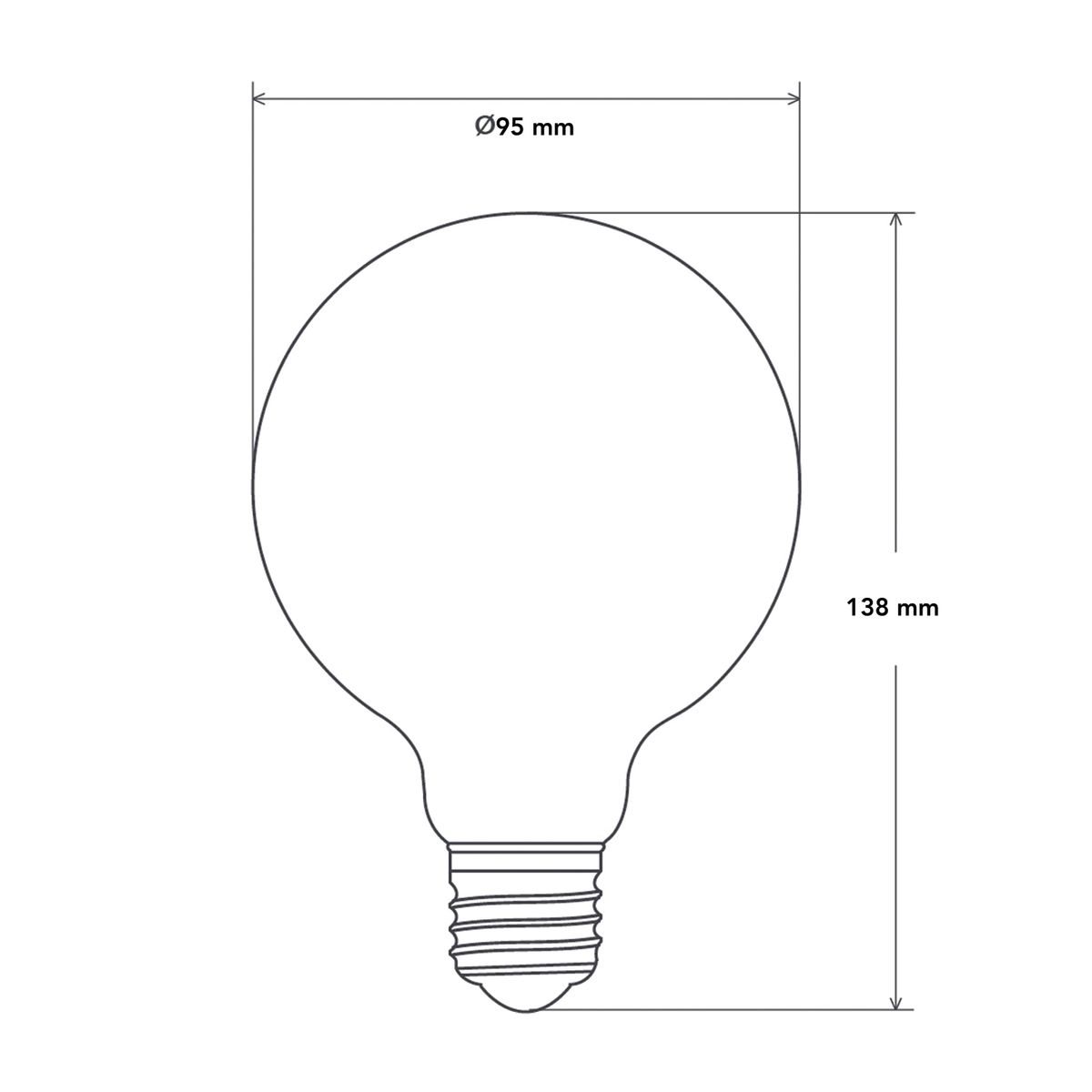 MEGABRIGHT - Ampolleta Globo LED E-27 Filamento 6W G95 SEC