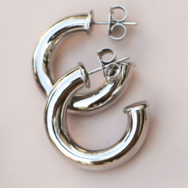 GENERICO - Aros Mujer Argollas Chunky 13mm Bañado en Oro Philippa Joyas