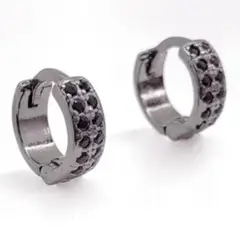 GENERICO - Aros Mujer Argollas Black 8 mm Acero Rodinados Philippa Joyas