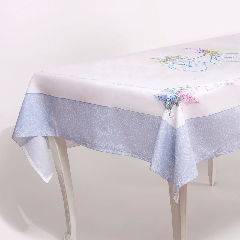 NINA HERRERA - Mantel Estampado Bicicleta Blanco 180x260cm