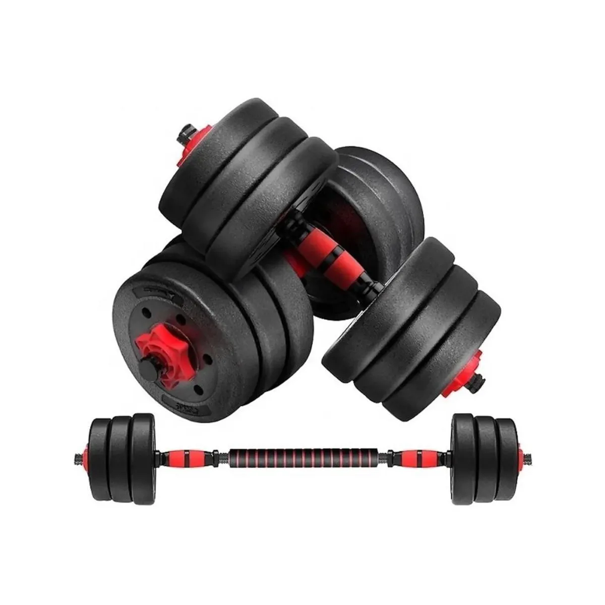 DETODOYMAS - Set De Mancuernas 10kg Barra Armable Ajustable Profesional - Negro