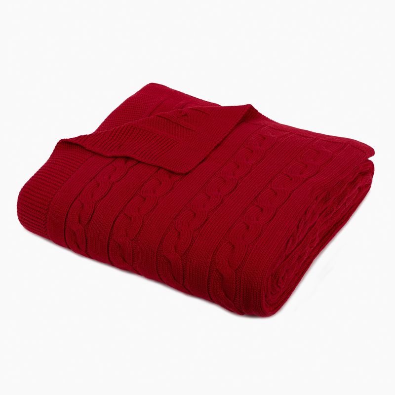 NINA HERRERA - Manta Tejida Trenza Rojo 130x170cm