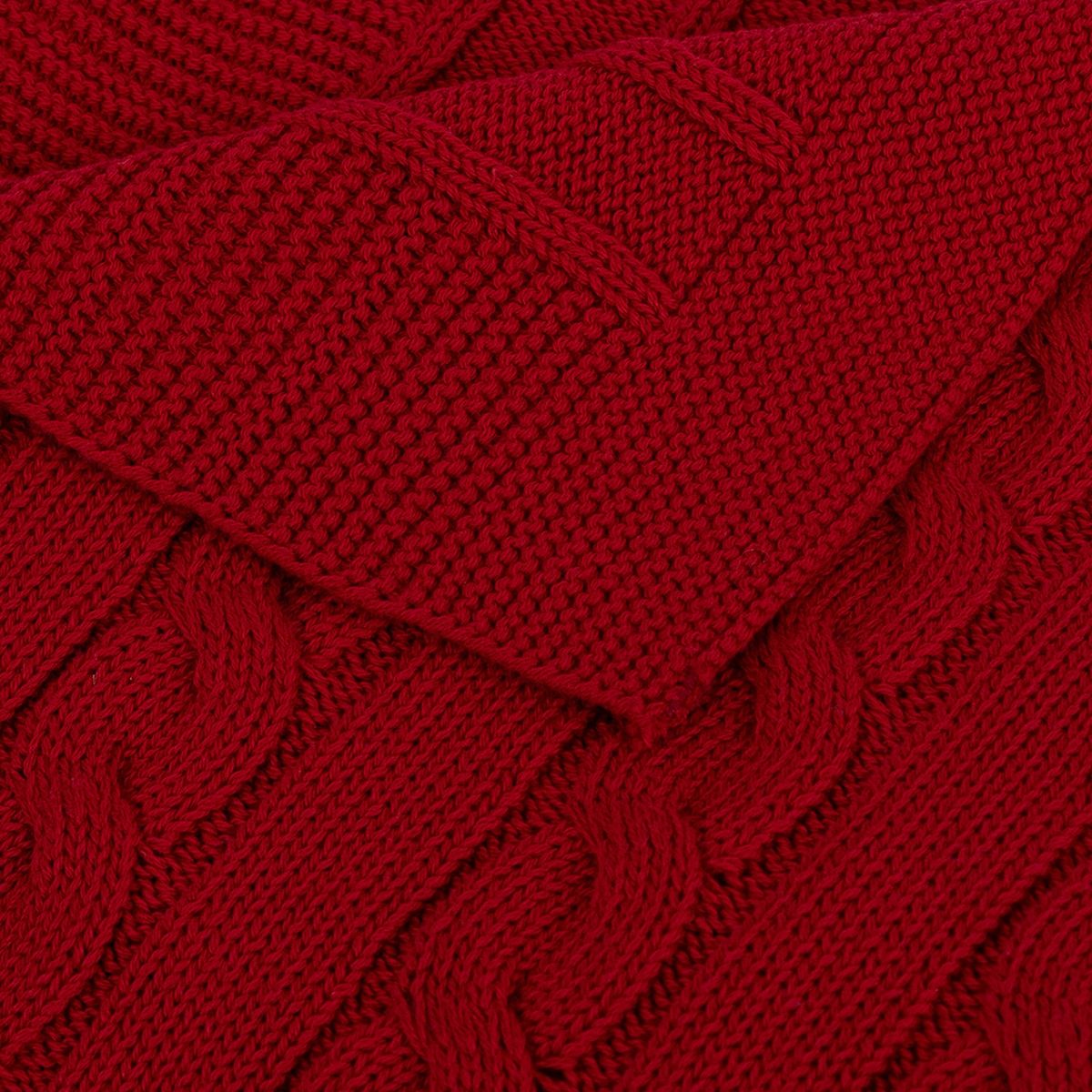 NINA HERRERA - Manta Tejida Trenza Rojo 130x170cm