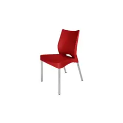 DVP - Silla Plástica Roja con Patas Metálicas y Filtro UV