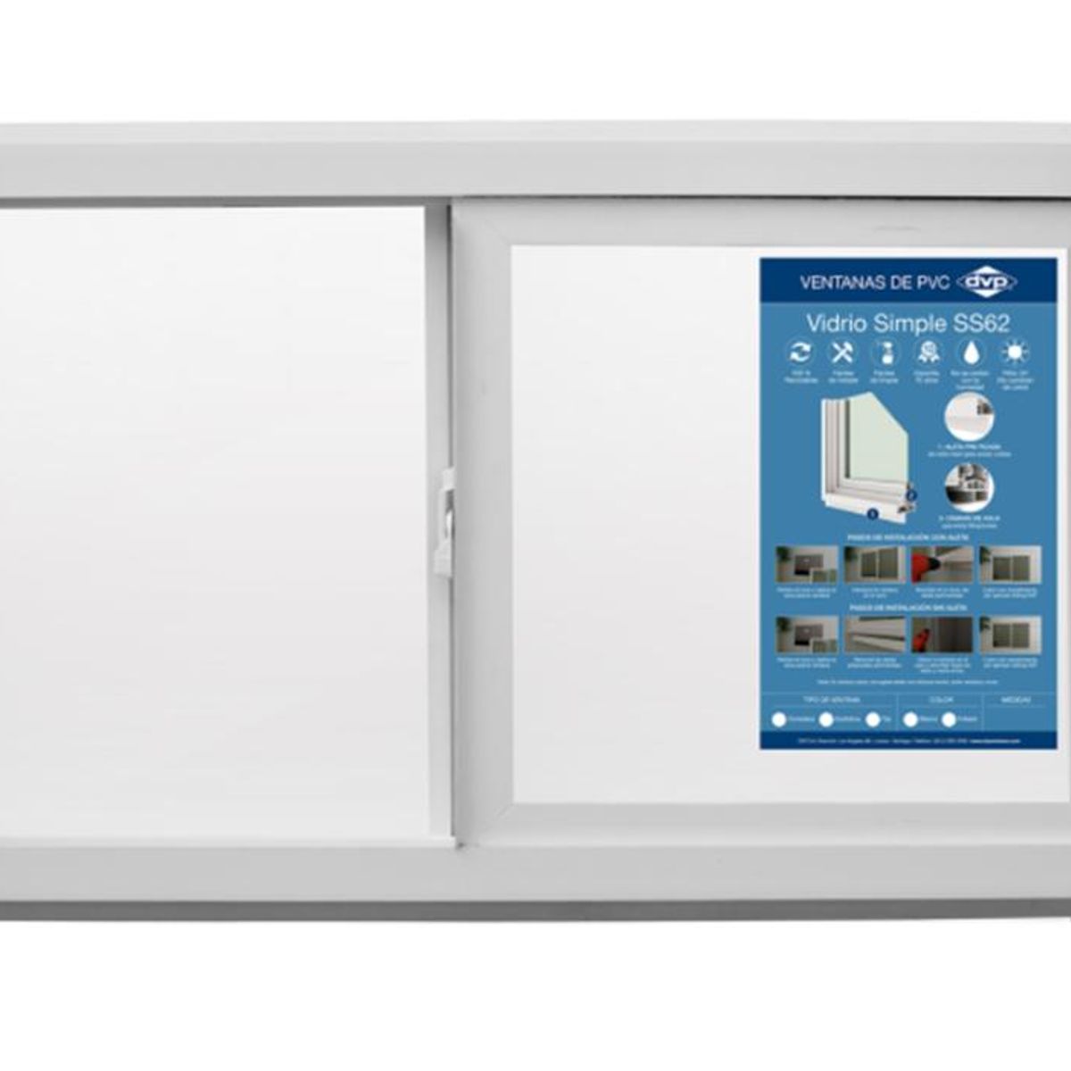 DVP - Ventana Vidrio Simple Pvc Corredera Blanca 140x120cm Dvp Color Blanco