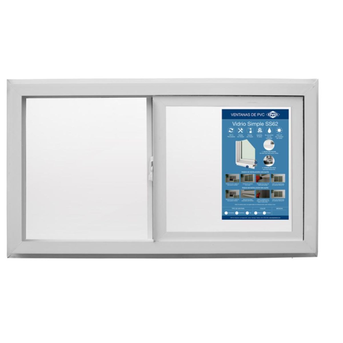DVP - Ventana Vidrio Simple Pvc Corredera Blanca 140x120cm Dvp Color Blanco