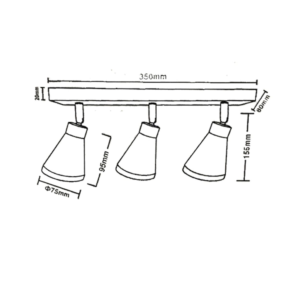 HB LEDS - Foco Decorativo Para Techo Porta 3xGU10 Blanco