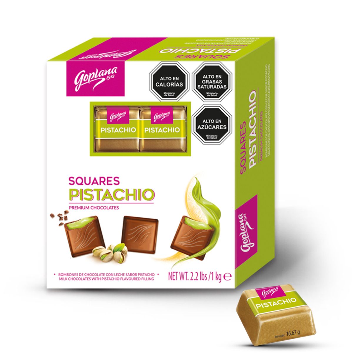GOPLANA - Bombon Chocolate Goplana 1 Kg Sabor Pistacho