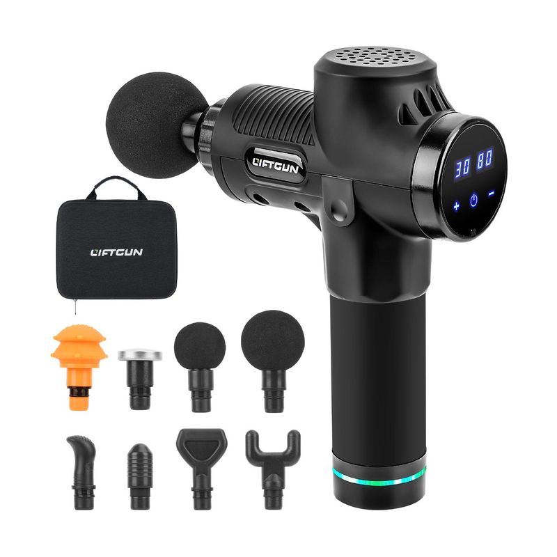 LIFTGUN - Masajeador Pistola Liftgun Pro 30 Niveles+lcd+8 Cabezales - Negro - 30