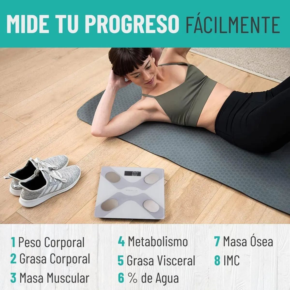 VITALIA TECHNOLOGY - Balanza Pesa Digital Inteligente Vitalia Bluetooth Smart App - Blanco - 28-28