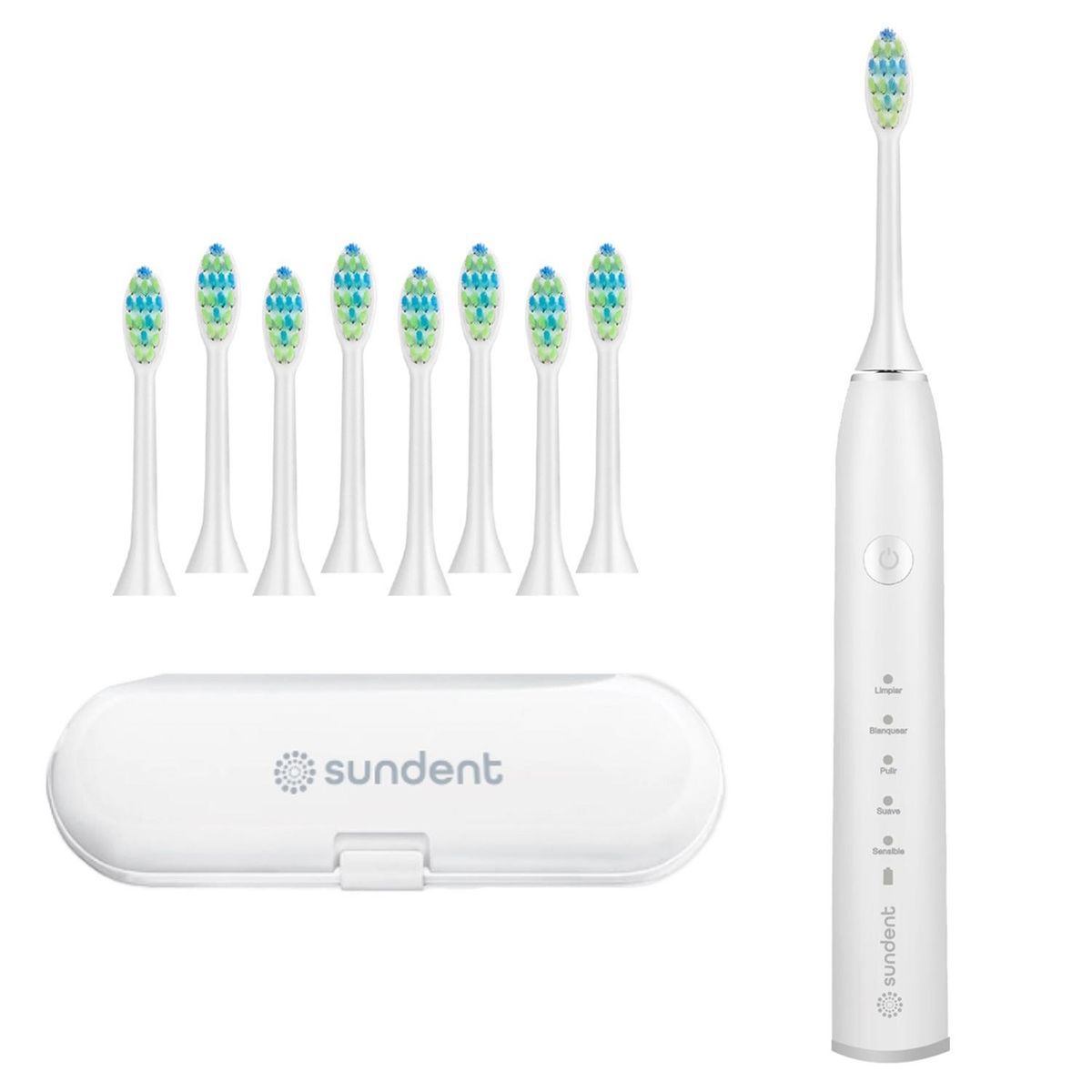 SUNDENT - Cepillo De Dientes Electrico Recargable Sundent +repuestos - Blanco