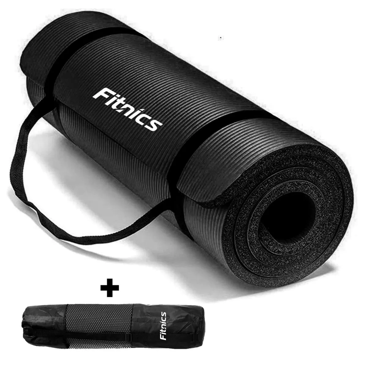 FITNICS - Mat Yoga Colchoneta Ejercicio Extra Grueso 15mm - Negro