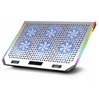Base Ventilador Enfriador Notebook 6 Fans Aluminio Rgb 2 Usb