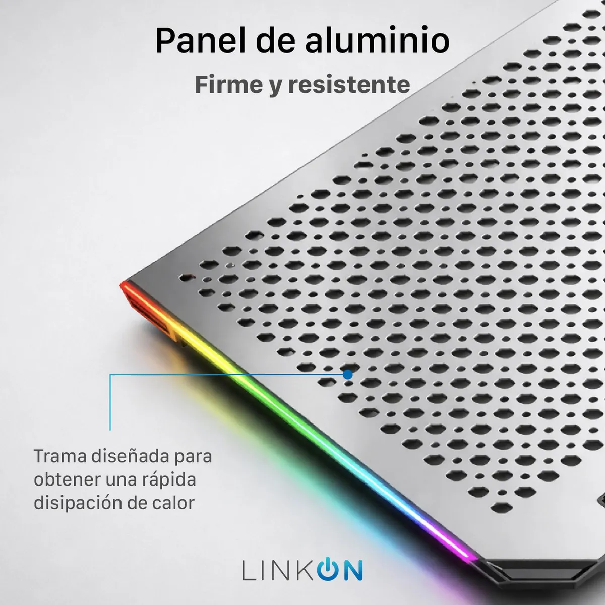 LINKON - Base Ventilador Enfriador Notebook 6 Fans Aluminio Rgb 2 Usb
