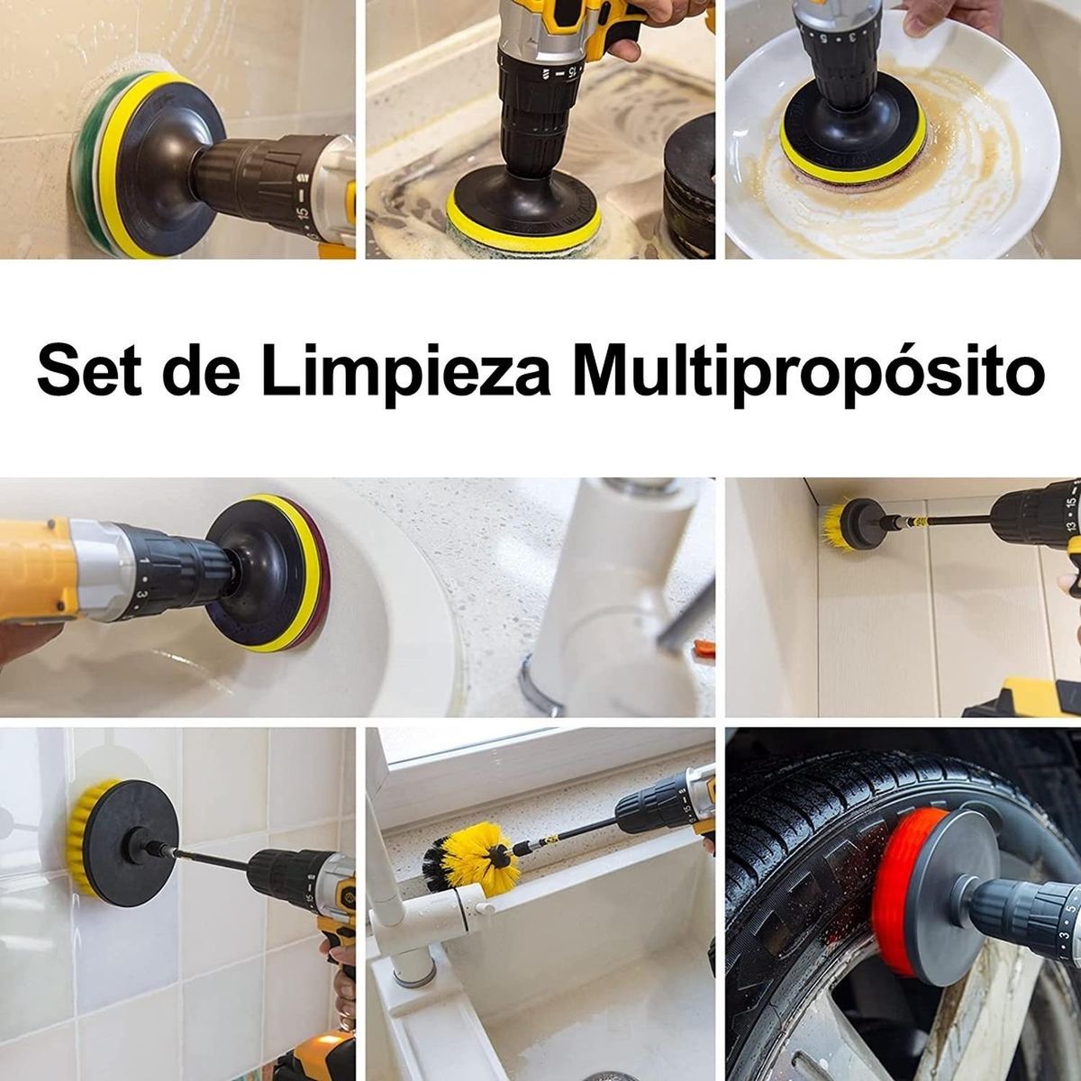 REMUVER - Limpieza De Auto Hogar Set Cepillos Para Taladro 20 Piezas