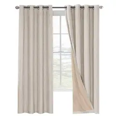 CASATUA - Cortina Blackout 100% 2 Paños Textura Lino - Beige
