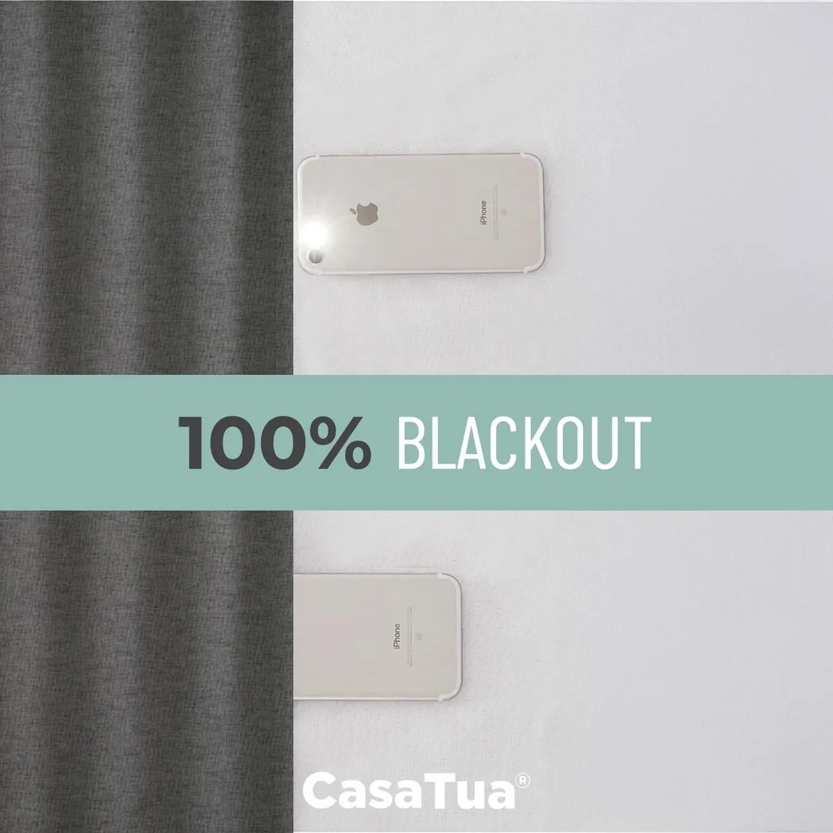 CASATUA - Cortina Blackout 100% 2 Paños Textura Lino - Gris oscuro