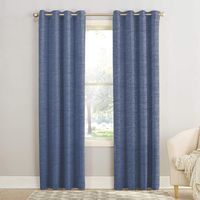 Cortina Blackout 100% 2 Paños Textura Lino - Azul