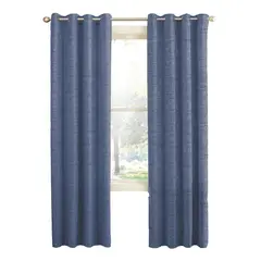 CASATUA - Cortina Blackout 100% 2 Paños Textura Lino - Azul