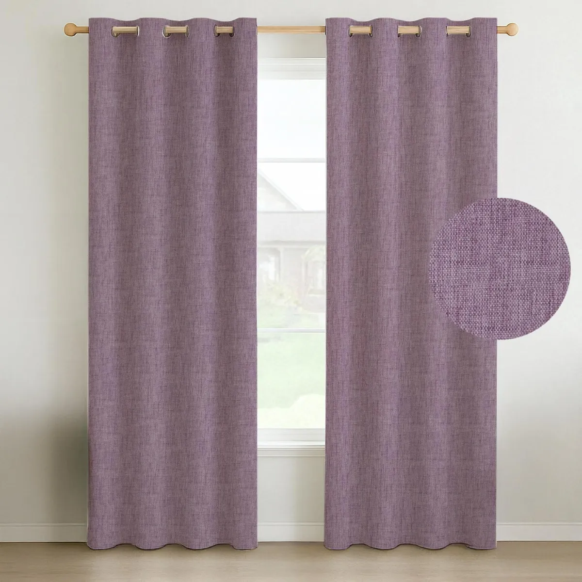 CASATUA - Cortina Blackout 100% 2 Paños Textura Lino - Rosa