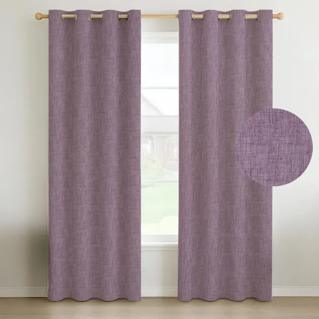 CASATUA - Cortina Blackout 100% 2 Paños Textura Lino - Rosa