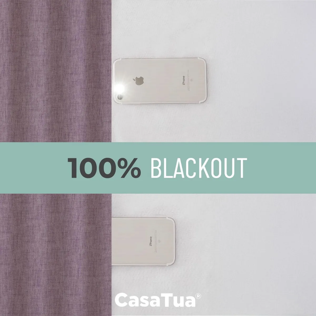 CASATUA - Cortina Blackout 100% 2 Paños Textura Lino - Rosa