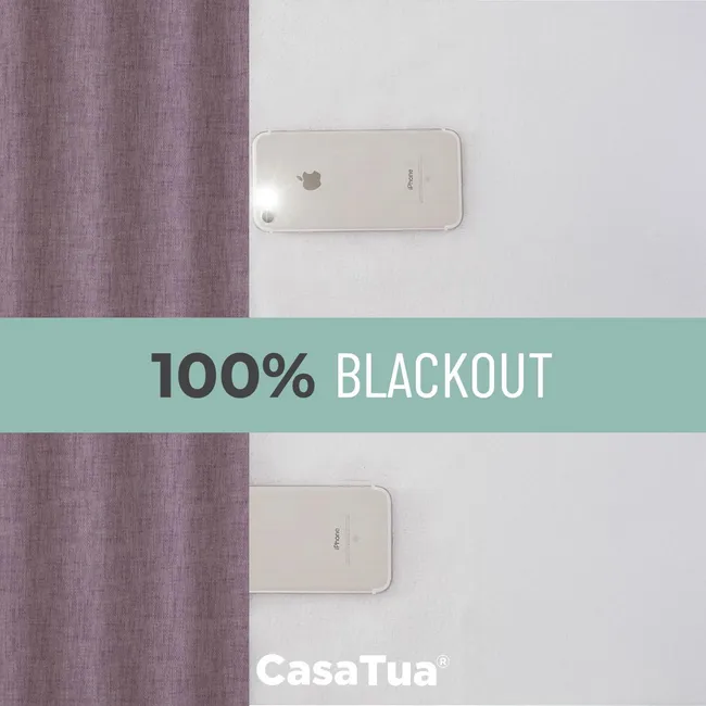 CASATUA - Cortina Blackout 100% 2 Paños Textura Lino - Rosa