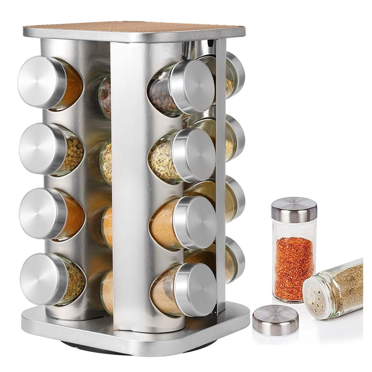 CASATUA - Especiero Cocina Giratorio 16 Condimentos Vidrio