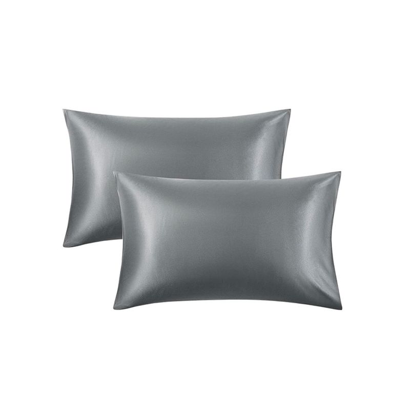 CASATUA - Funda Almohada Satin Seda Set X2 Unids - Gris - 76x50
