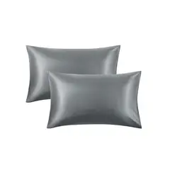 CASATUA - Funda Almohada Satin Seda Set X2 Unids - Gris - 100x50