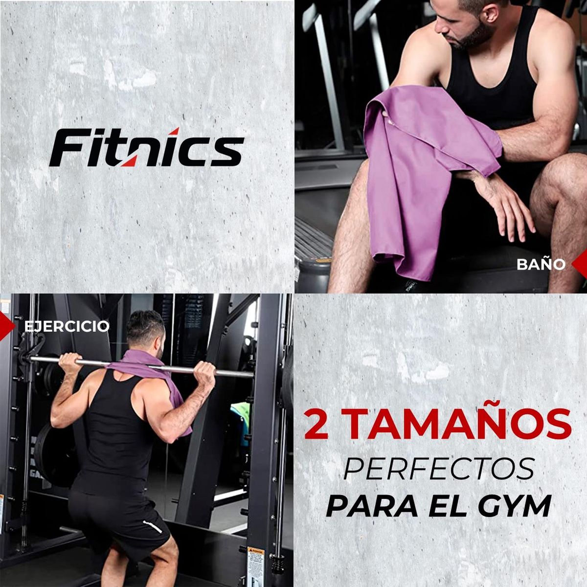 FITNICS - Toalla De Microfibra Set X2 120x60 + 80x30 + Estuche - Violeta