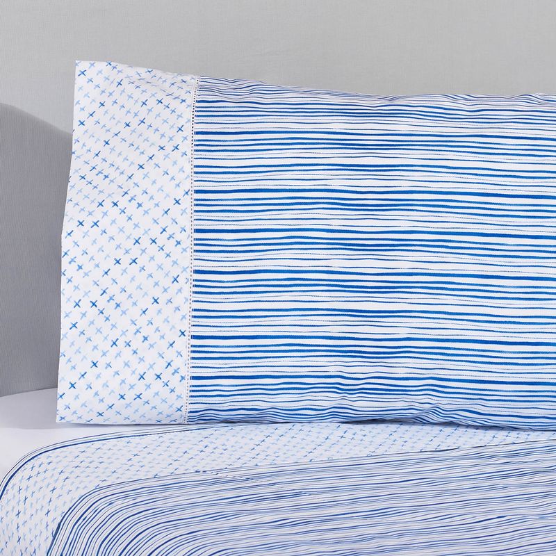 NINA HERRERA - Sábana Estampada Shibori Azul 220 Hilos 1,5 Plaza
